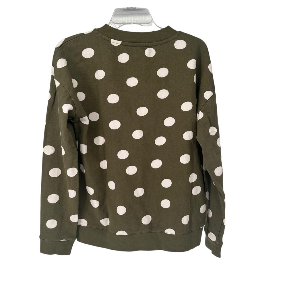 Talbots Green White Polka French Terry Sweatshirt Size Small